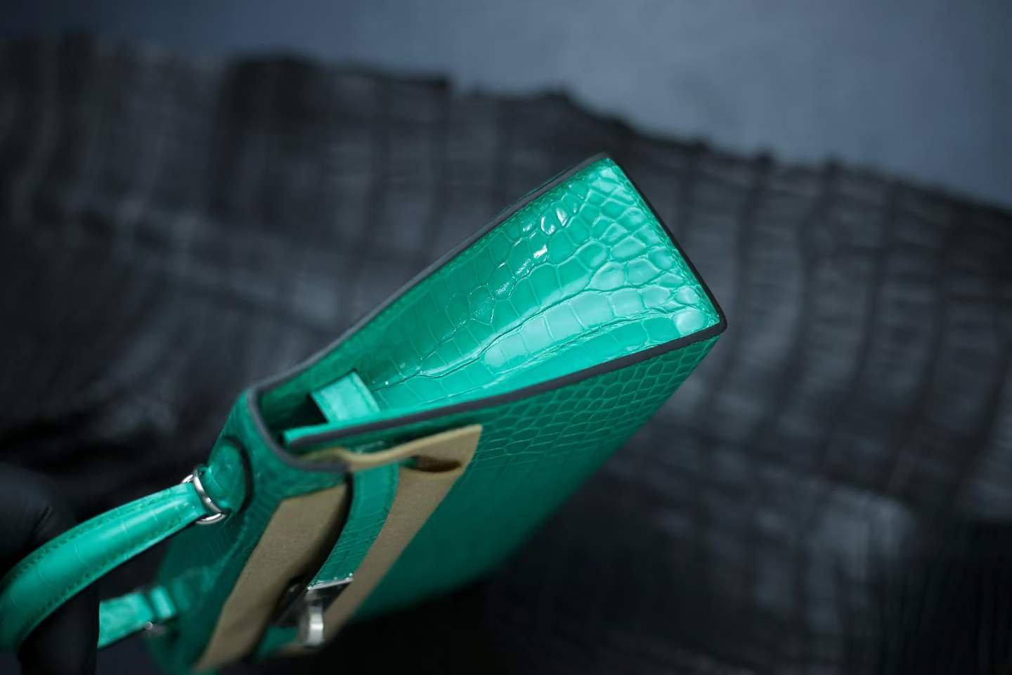 Kelly Mini II Emerald Green Crocodile - 图片 7