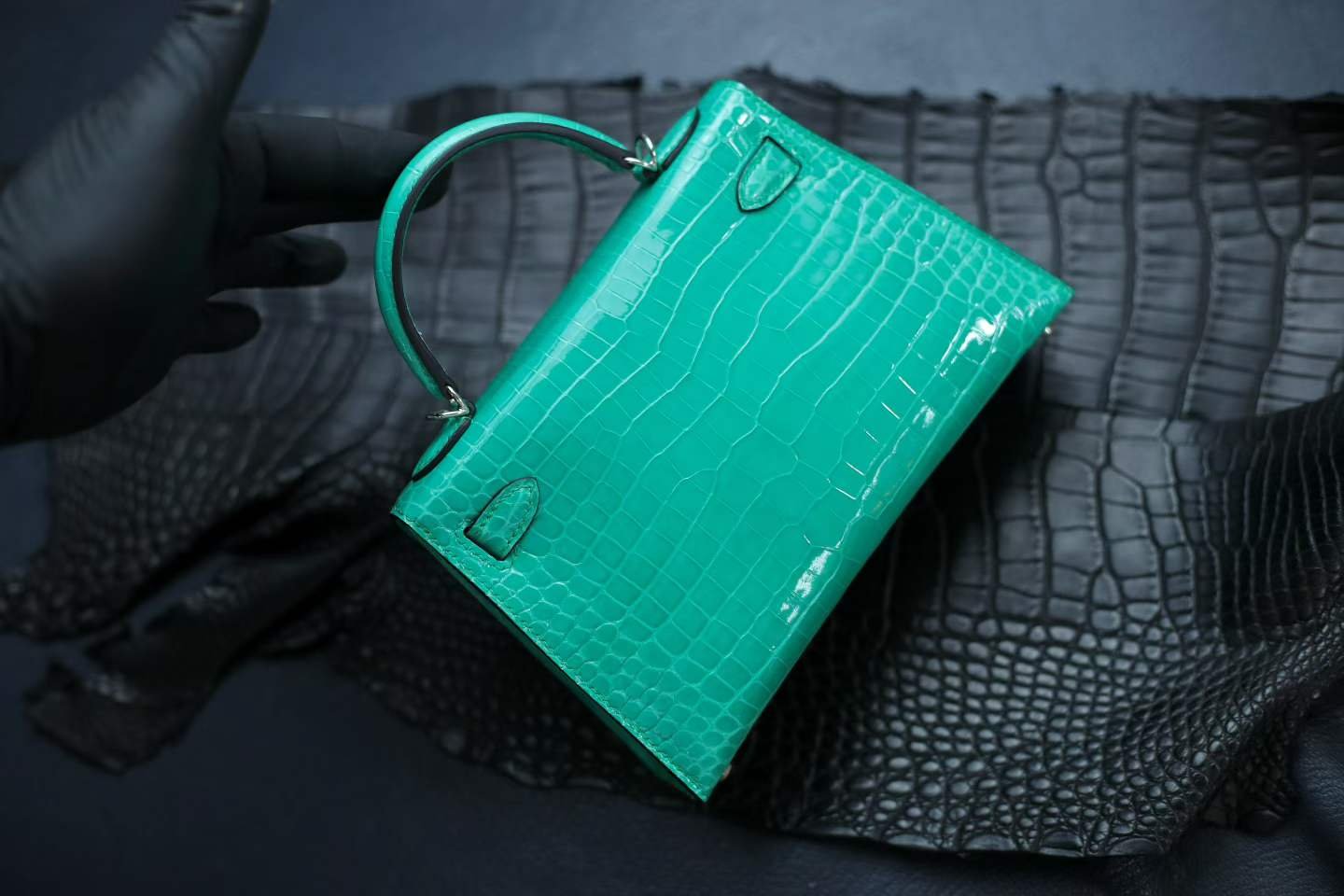 Kelly Mini II Emerald Green Crocodile - 图片 3