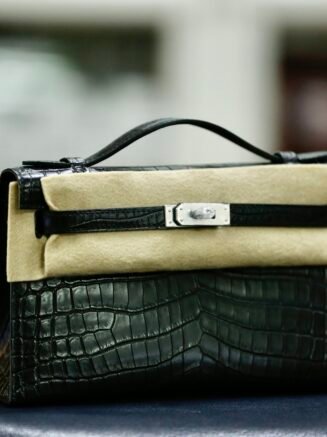 Kelly Mini I 20 Matte Black American Alligator Palladium