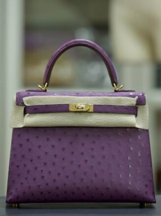 Kelly 28 Ostrich Violine Palladium