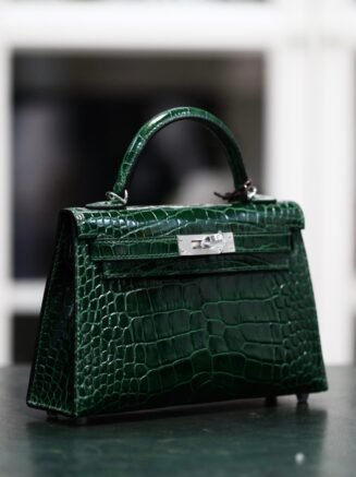 Mini Kelly II 20 American Alligator Vert Émeraude  PHW