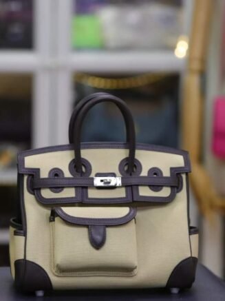 Birkin 25 Cargo Toile Goeland & Swift Chai PHW