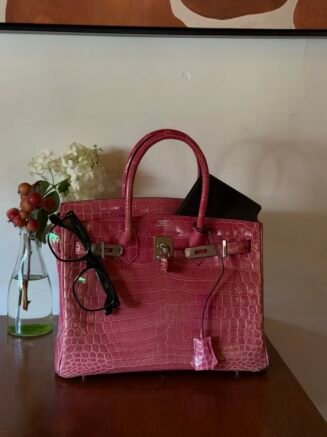 Birkin 25 Shiny Niloticus Bois de Rose PHW