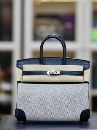 Birkin 25 Toile H Swift Noir/Blanc PHW