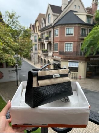 Mini Kelly II 20 American Alligator Noir Sellier PHW