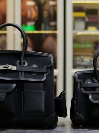 Birkin Cargo 35 Toile Goeland & Swift Noir PHW