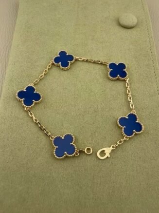 VCA: Vintage Alhambra 5 Motif Blue Agate Bracelet
